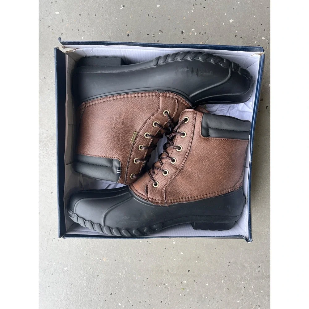 Nautica Channing Waterproof Duck Boots Mens 13 Brown Lace Up Insulated